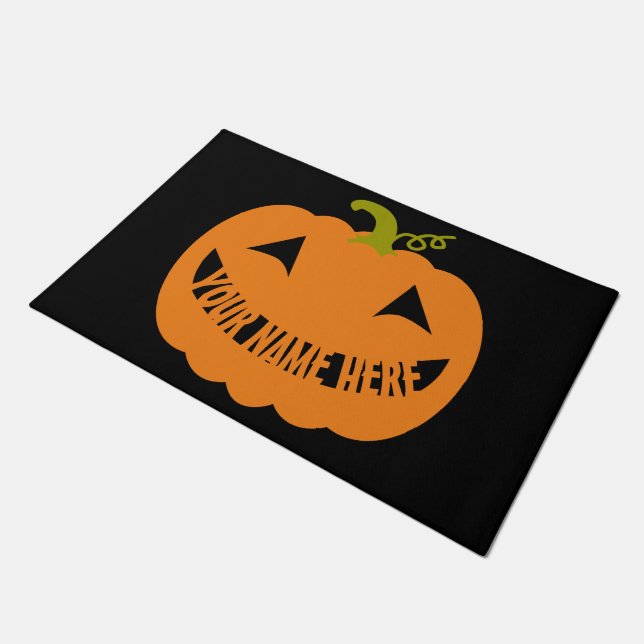 Personalisiert Halloween Pumpkin Fußmatte (Schrägansicht)