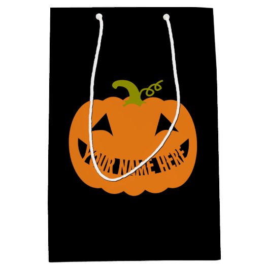 Personalisiert Halloween Pumpkin Mittlere Geschenktüte (Vorderseite)