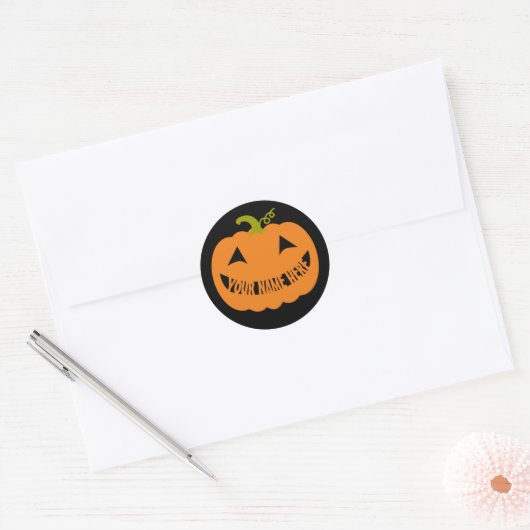 Personalisiert Halloween Pumpkin Runder Aufkleber (Umschlag)
