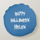 Personalisiert Halloween Pumpkin Rundes Kissen (Rückseite)