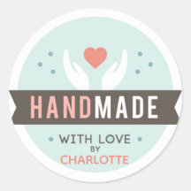 Personalisiert Handgefertigt mit Liebe-Aufkleber