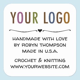 Personalisiert Handgefertigt mit Liebe-Aufklebern  Quadratischer Aufkleber