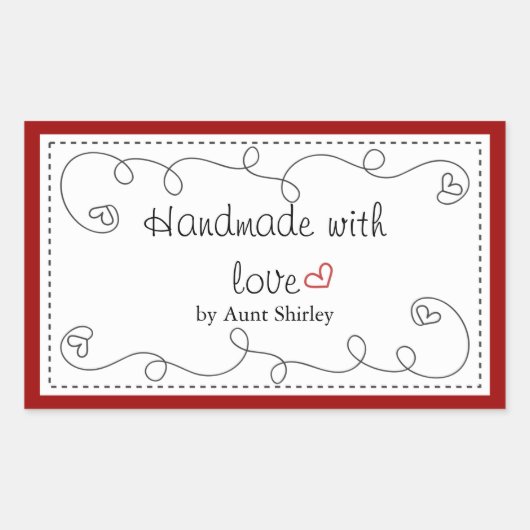 Personalisiert handgefertigt mit Liebe-Etiketten Rechteckiger Aufkleber (Vorderseite)