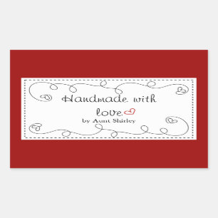 Personalisiert handgefertigt mit Liebe-Etiketten Rechteckiger Aufkleber