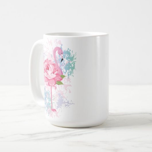 Personalisiert Handgemalt Rosa Flamingo Kaffeetasse (Vorderseite Links)