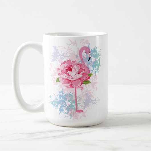 Personalisiert Handgemalt Rosa Flamingo Kaffeetasse (Links)