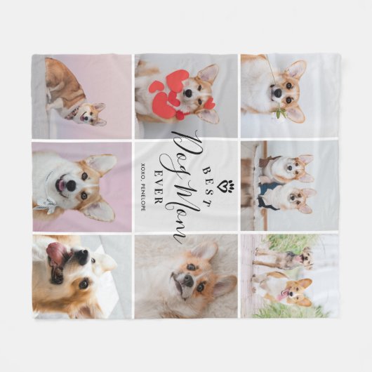 Personalisiert Handgeschriebener Best Dog Mama 8 F Fleecedecke (Vorderseite (Horizontal))