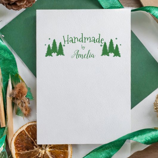 Personalisiert Handmade by Christmas Tree Gummistempel