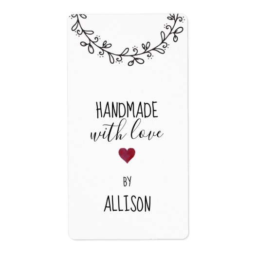 Personalisiert Handmade mit Liebe Rotes Herz | wei (Vorne)