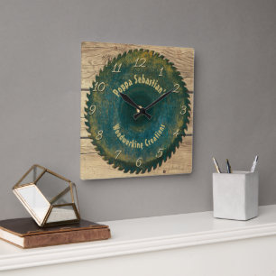 Personalisiert Handyman Woodworking Rustic Saw Bla Quadratische Wanduhr