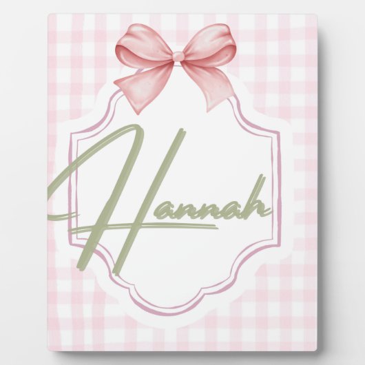 Personalisiert Hannah Baby Girl Kinderzimmer Bow&G Fotoplatte (Vorderseite)