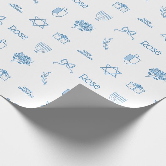 Personalisiert Hanukkah Preppy Sweet Geschenkpapier (Ecke)