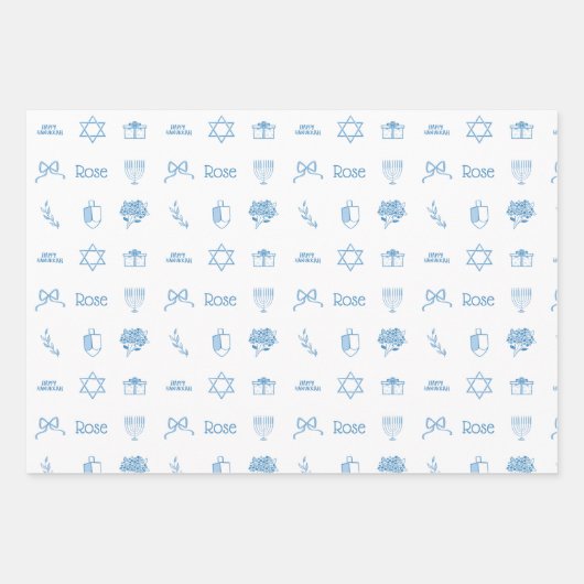 Personalisiert Hanukkah Preppy Sweet Geschenkpapier Set (Vorderseite 2)