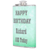 Personalisiert Happy 100. Geburtstag Design Flachmann (Links)