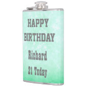 Personalisiert Happy 21. Geburtstag Design Flachmann (Links)