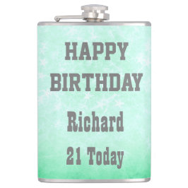 Personalisiert Happy 21. Geburtstag Design Flachmann