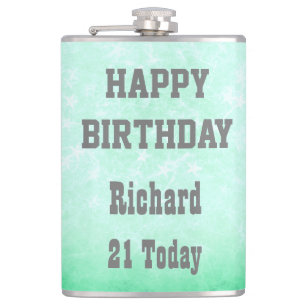 Personalisiert Happy 21. Geburtstag Design Flachmann