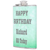Personalisiert Happy 60. Geburtstag Design Flachmann (Links)
