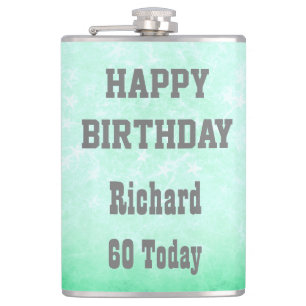 Personalisiert Happy 60. Geburtstag Design Flachmann