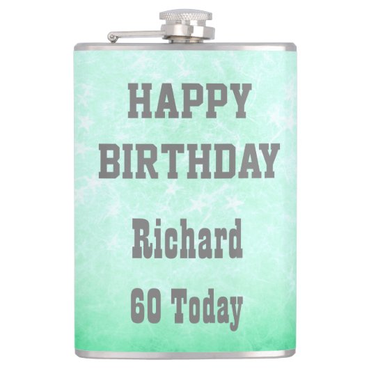 Personalisiert Happy 60. Geburtstag Design Flachmann (Vorderseite)
