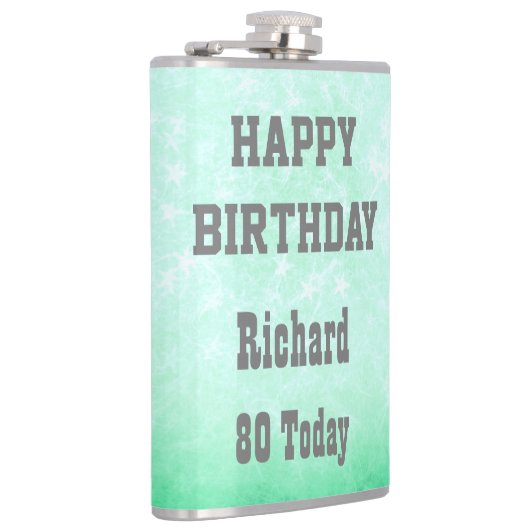 Personalisiert Happy 80. Geburtstag Design Flachmann (Rechts)