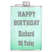 Personalisiert Happy 90. Geburtstag Design Flachmann (Vorderseite)