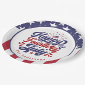 Personalisiert Happy Amerikanische Unabhängigkeits Pappteller (Schrägansicht)