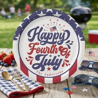 Personalisiert Happy Amerikanische Unabhängigkeits Pappteller