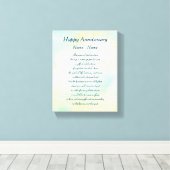 Personalisiert Happy Anniversary Gedicht Art Leinwanddruck (Insitu (Holzboden))