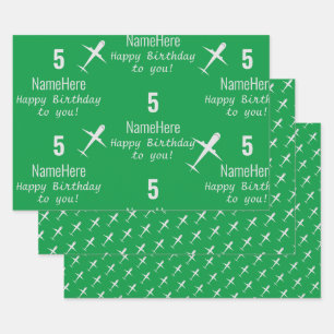 Personalisiert Happy Birthday Airplane Irish Green Geschenkpapier Set
