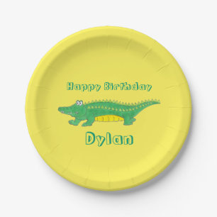 Personalisiert Happy Birthday Alligator Crocodile Pappteller