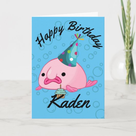 Personalisiert Happy Birthday Blobfish Karte (Vorderseite)