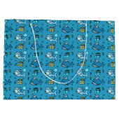 Personalisiert Happy Birthday Blue Baby Shark Große Geschenktüte (Rückseite)