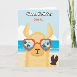 Personalisiert Happy Birthday Card - Beach Lama Karte