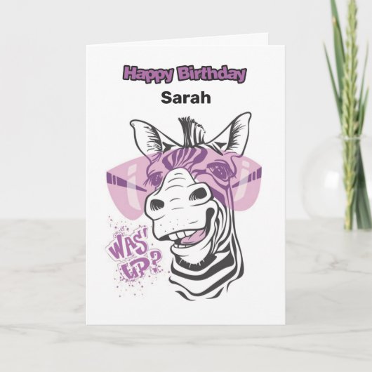 Personalisiert Happy Birthday Card - Glamour Zebra Karte (Vorderseite)