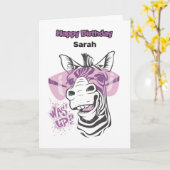 Personalisiert Happy Birthday Card - Glamour Zebra Karte (Gelbe Blume)
