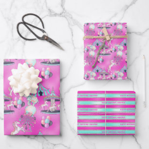 Personalisiert Happy Birthday Circus Geschenkpapier Set