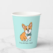 Personalisiert Happy Birthday Corgi Pappbecher (Vorderseite)