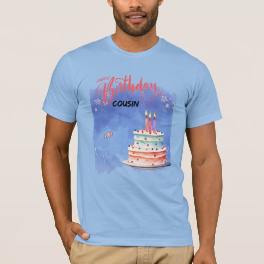Personalisiert Happy Birthday Cousin T-Shirt (Vorderseite)