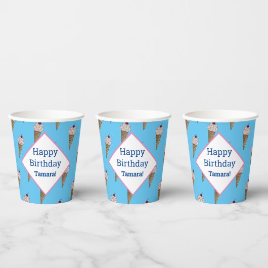 Personalisiert Happy Birthday Cups - Van Ice Cream Pappbecher (Multi)