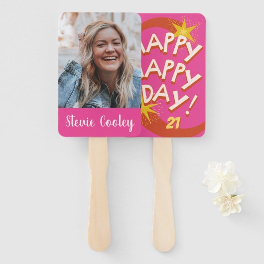 Personalisiert Happy Birthday Fan Faces Fächer (Vorne und Hinten)