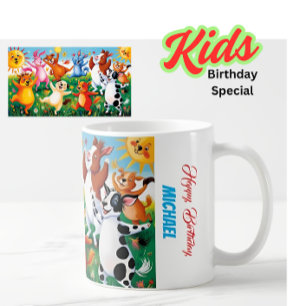 Personalisiert Happy Birthday Farm Animals Kinder Kaffeetasse