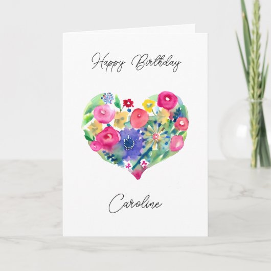 Personalisiert Happy Birthday Floral Wreath Karte (Vorderseite)