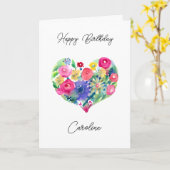 Personalisiert Happy Birthday Floral Wreath Karte (Gelbe Blume)