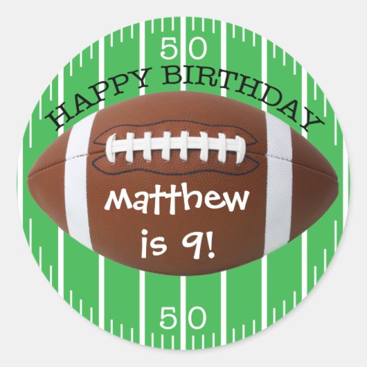 Personalisiert Happy Birthday Football Sticker (Vorderseite)