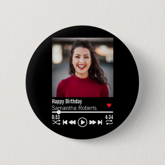 Personalisiert Happy Birthday Foto Button (Vorderseite)
