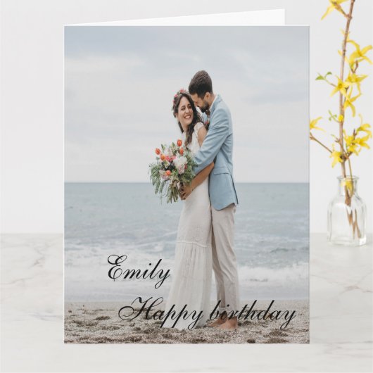Personalisiert Happy Birthday Foto Ehefrau Karte (Gelbe Blume)