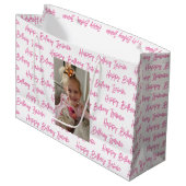Personalisiert Happy Birthday Foto Große Geschenktüte (Vorderseite Schrägansicht)
