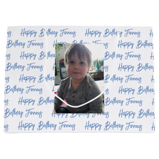 Personalisiert Happy Birthday Foto Große Geschenktüte (Vorderseite)