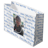 Personalisiert Happy Birthday Foto Große Geschenktüte (Vorderseite Schrägansicht)